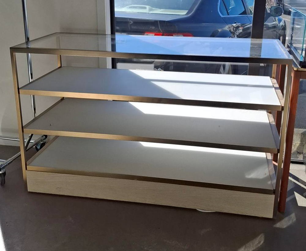 Glass Top Gold Retail Shelvin